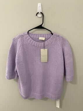 New Poetry 100% Cotton Short Sleeve Sweater Womens, Lilac US 10 Minimalist
